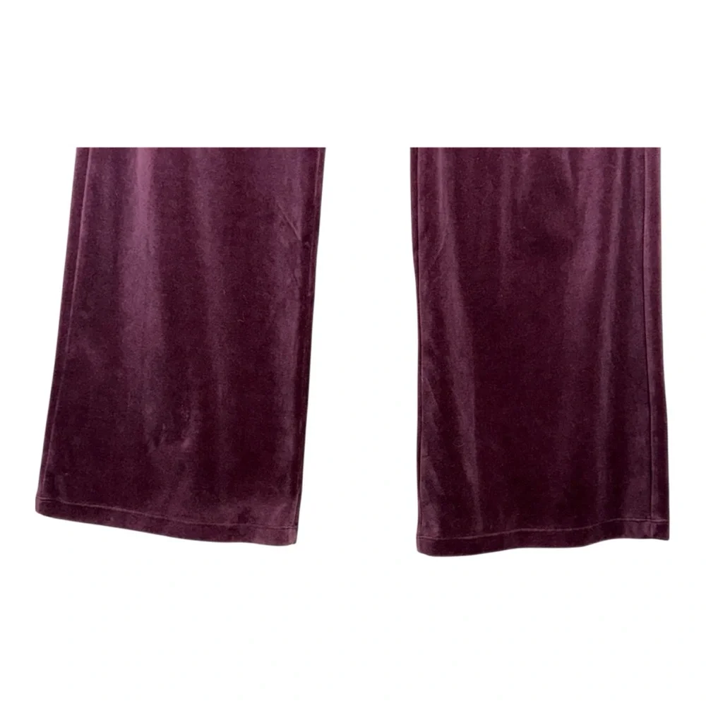 Gap Burgundy Pull On Elastic Waist Wide Leg Velour Lounge Pants Size L - Picture 4 of 8
